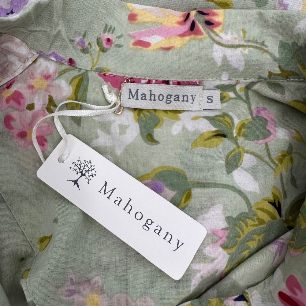 Mahogany Bridgette Green Floral Button Down Nightshirt‎ Pajama Top Small NWT - Picture 9 of 10